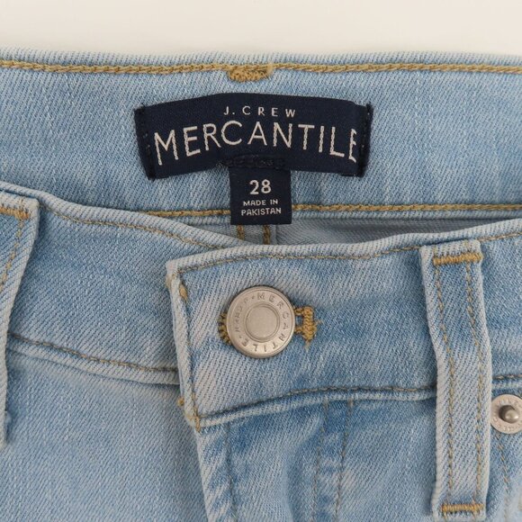 J Crew Mercantile Womens 28 Light Wash Blue Denim Jeans Raw Hem High Waist Pants - Picture 7 of 11
